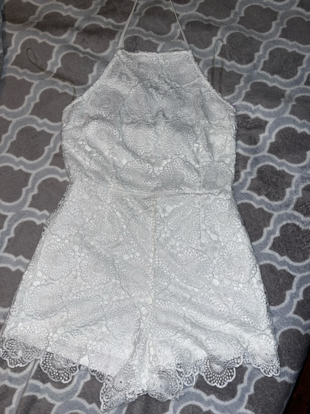 Haute Monde White Lace Halter Romper